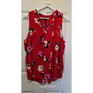 41 Hawthorn Stitch Fix Womens Red Floral Sleeveless Shirt Top Blouse Size Large